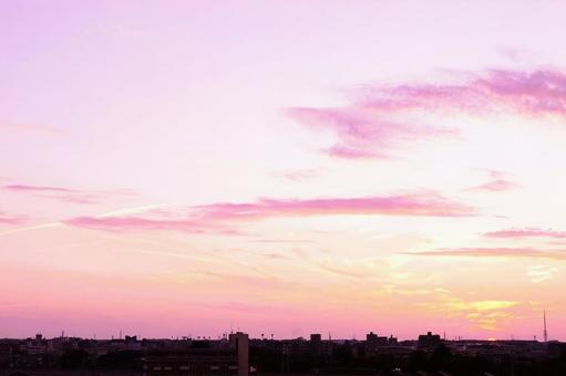 Magic hour, cityscape at dusk, twilight, JPG