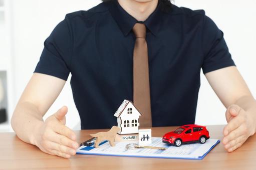 模型を守る男性の手元 保険業,事務職,接客業の写真素材