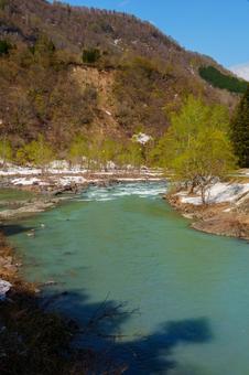 250429秋山郷清水川原 秋山郷,長野県,栄村の写真素材