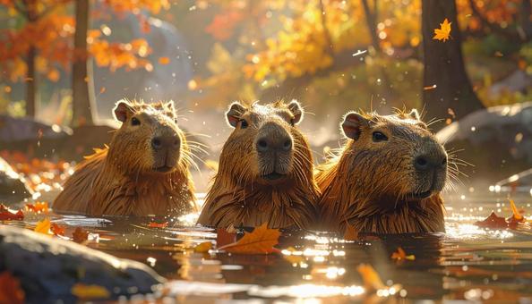 秋のカピバラの写真