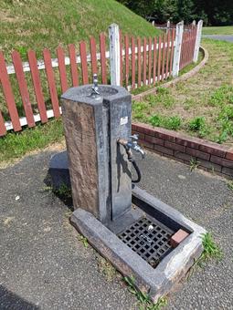 公園の水飲み場 蛇口,水飲み場,自然の写真素材