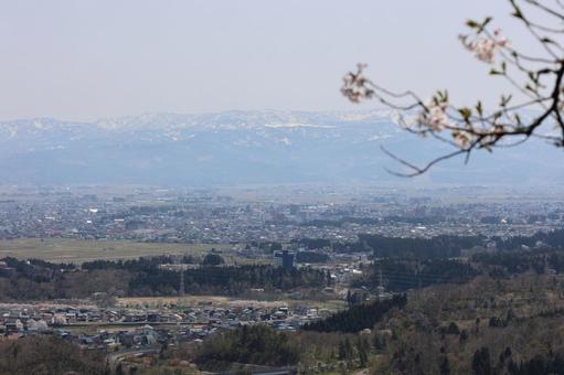 春日山から見た頸城平野 高田,頸城平野,春日山の写真素材