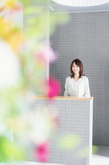ライフスタイル ライフスタイル 女性,好印象,カウンターの写真素材
