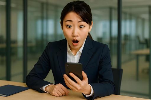 驚く営業女性 驚く営業女性の写真