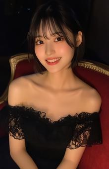 黒いドレスのキャバ嬢 黒いドレスのキャバ嬢の写真