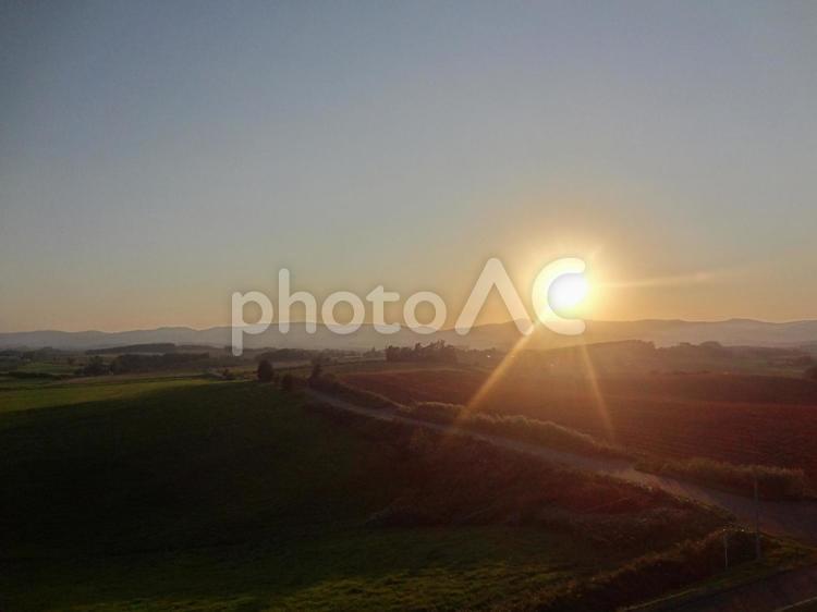 北海道の夕日 夕日,夕陽,夕暮れの写真素材