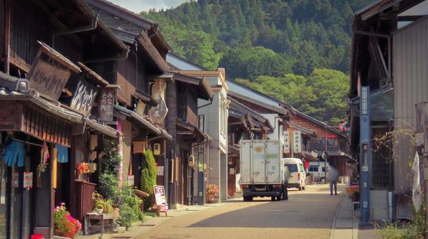 岩村城下町 岩村城下町 岩村町,城下町,商店街の写真素材