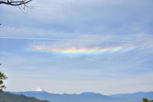 Photo, fuji mountain, horizontal arc, rainbow, 