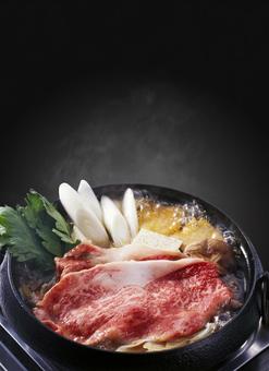 すき焼き すき焼き すき焼き,牛肉,霜降りの写真素材