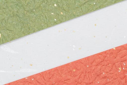 緑白赤の和紙テクスチャー 金箔入り背景 和紙,背景,素材の写真素材