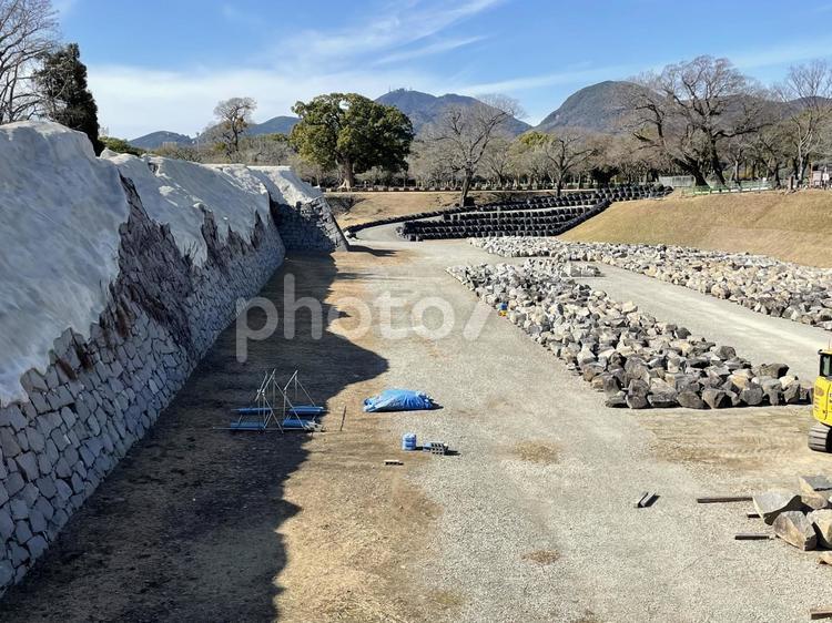 熊本城　石垣　復興途上 熊本城,石垣,地震の写真素材
