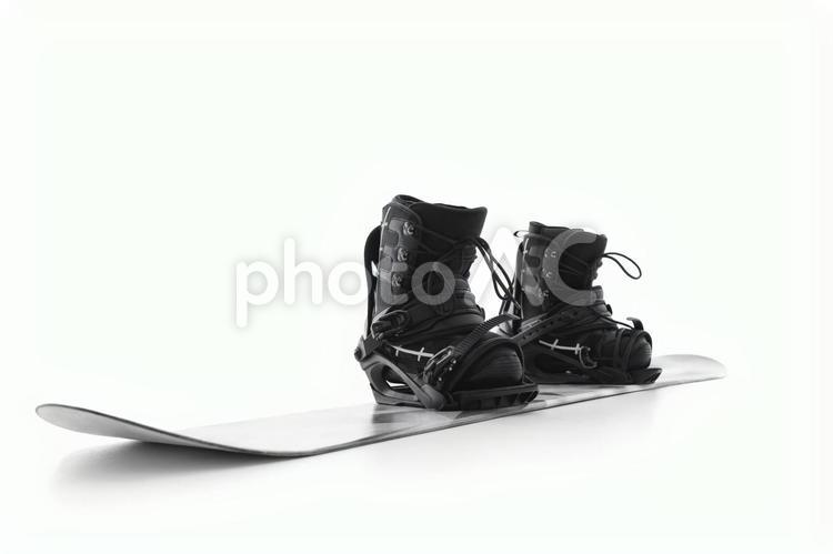 スノーボードブーツが固定されたスノーボード 冬,スポーツ,ウィンタースポーツの写真素材