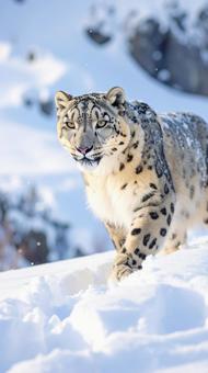 雪の中のユキヒョウ 冬のイメージ 雪の中のユキヒョウ 冬のイメージの写真