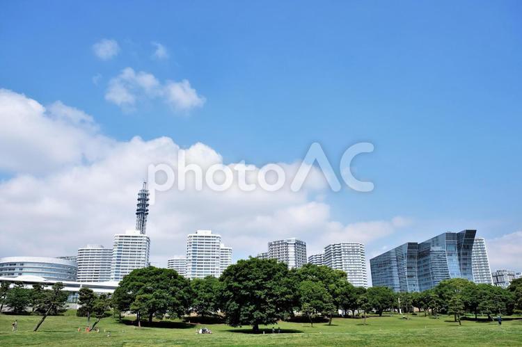 臨海パークからの風景 横浜,みなとみらい,ザ・カハラホテルの写真素材