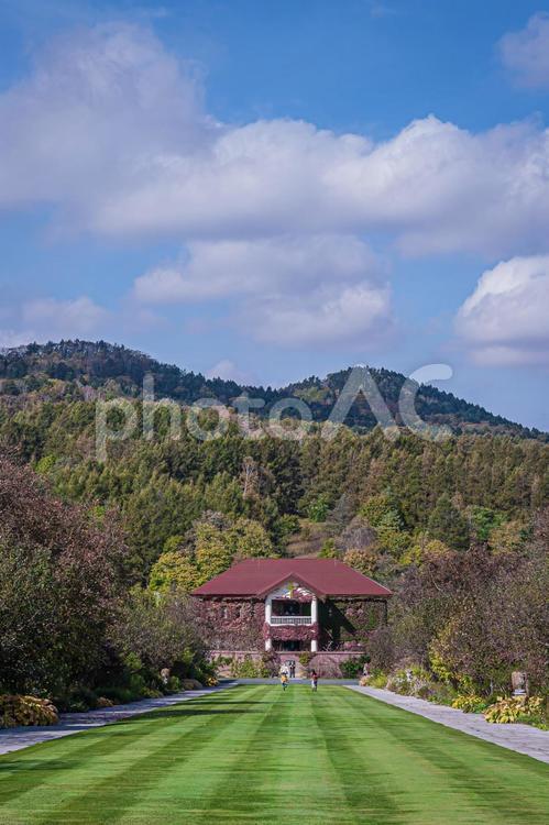由仁町の風景 北海道,由仁,芝生の写真素材