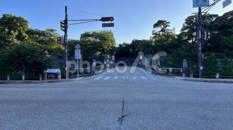 朝の彦根城前 彦根市,夢京橋,キャッスルロードの写真素材