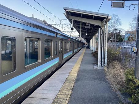 富士見駅 富士見駅,中央線,211系の写真素材