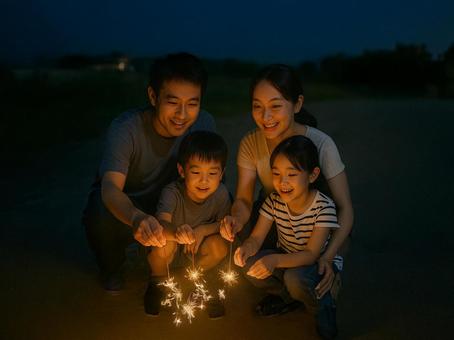 家族で花火 家族で花火の写真