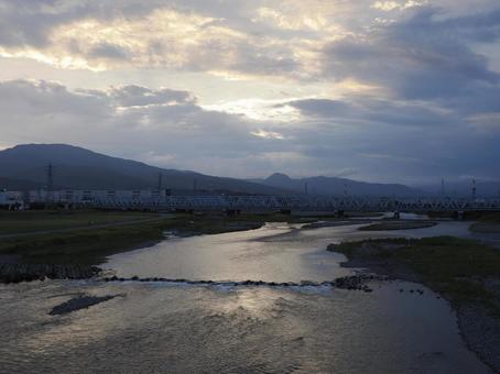 酒匂川夏の夕景 酒匂川夏の夕景の写真