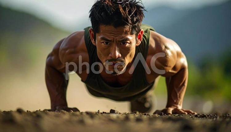 体幹を鍛える日本人男性 男性,エクササイズ,ヘルスケアの写真素材