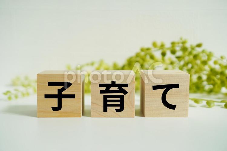 木製ブロックに『子育て』の文字 子育て,育児,赤ちゃんの写真素材