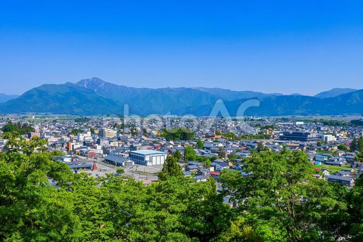 福井県大野市の町並み 福井,福井県,青空の写真素材
