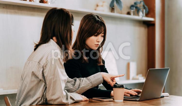 パソコンを使う2人のビジネスウーマン 女性,ビジネス,人物の写真素材