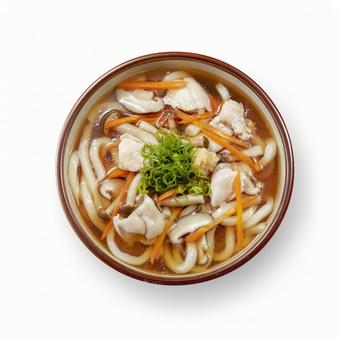 あんかけうどん　真俯瞰 あんかけうどん,うどん,餡かけうどんの写真素材
