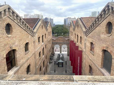 上から見たカタルーニャ歴史博物館 バルセロナ,スペイン,カタルーニャの写真素材