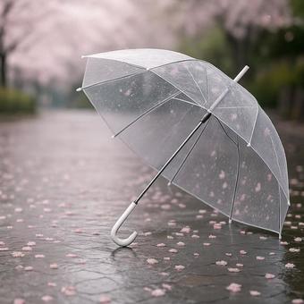 雨上がりの透明傘の写真