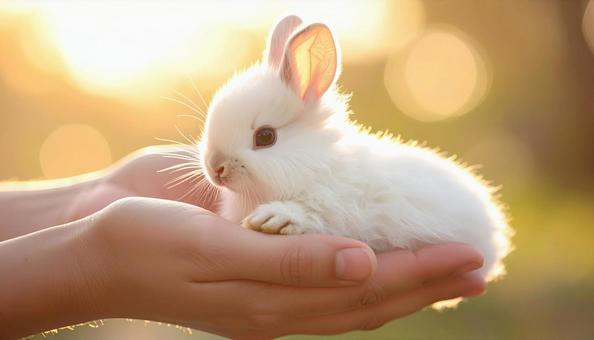 うさぎとの触れ合いの写真