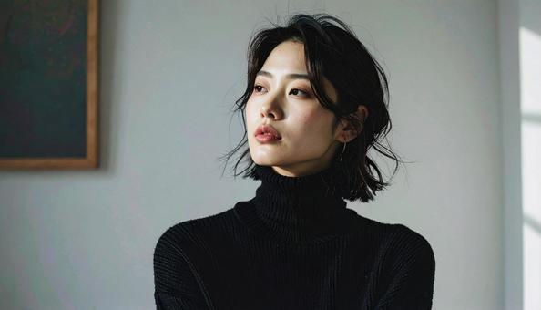 自然光に照らされる女性の横顔ポートレート 自然光に照らされる女性の横顔ポートレートの写真