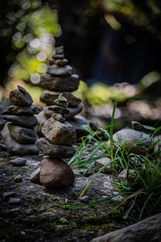川原の小石の積み上げ 小石,積み上げ,積むの写真素材