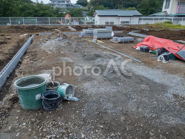 住宅建設の為の土地開発工事の様子 工事現場,工事,建設現場の写真素材