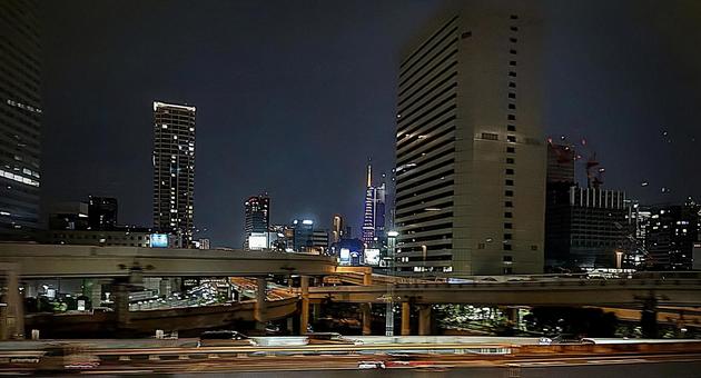 夜のゆりかもめからの景色 街,キラキラ,ネオンの写真素材