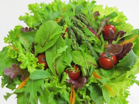 Salad xanh, măng tây, cà chua cherry, mesclun, JPG