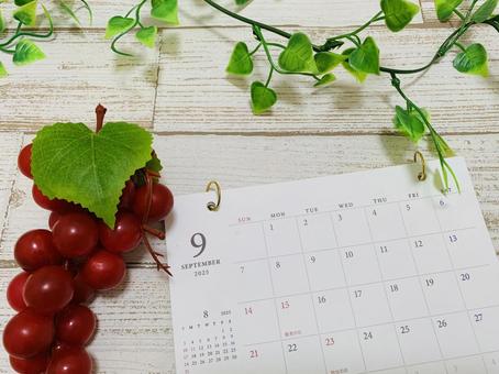 9月カレンダー ぶどう 9月カレンダー ぶどうの写真
