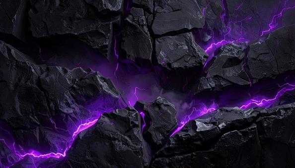 紫雷に砕ける黒い岩 紫雷に砕ける黒い岩の写真