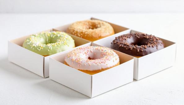 箱入りのドーナツ 箱入りのドーナツの写真