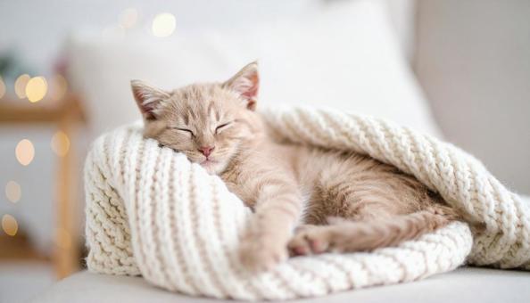 昼寝する子猫 昼寝する子猫の写真