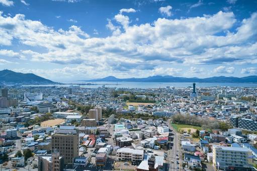 函館の街並みと函館山 函館の街並みと函館山 函館山,函館市,街並みの写真素材