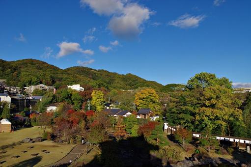 池田城天守から見下ろす庭園 池田城天守から見下ろす庭園 池田城跡公園,芝生広場,庭園の写真素材