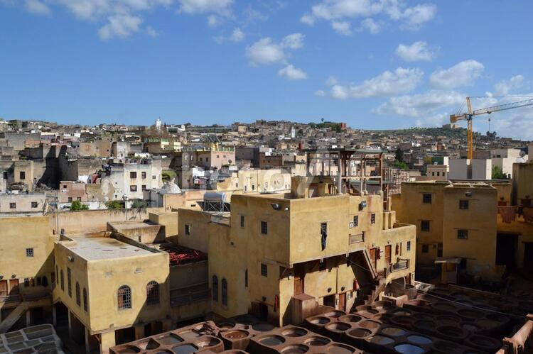モロッコ　フェズ　なめし皮工場　タンネリ モロッコ,morocco,フェズの写真素材