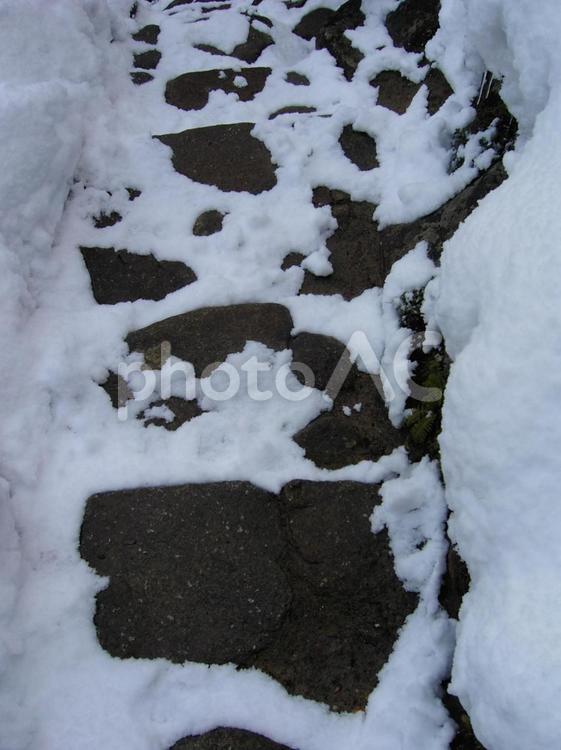 まだら模様 雪,石畳,除雪の写真素材