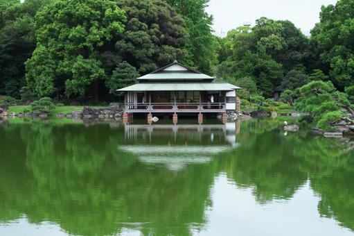 清澄庭園涼亭 清澄庭園涼亭 日本庭園,風景,池の写真素材