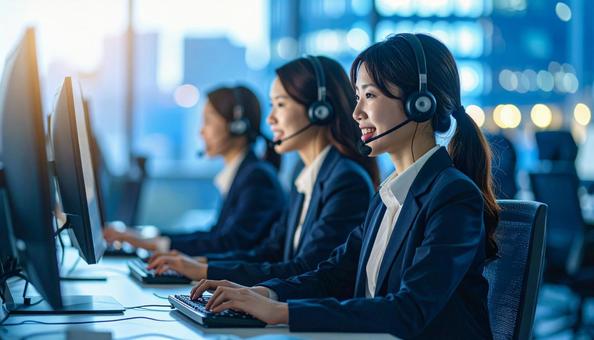 コールセンターの女性オペレーターの写真