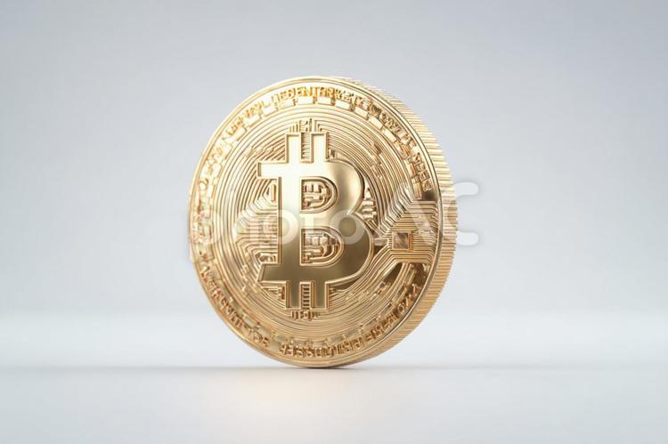 未来の経済を象徴する仮想通貨のコイン ビットコイン,仮想通貨,暗号資産の写真素材