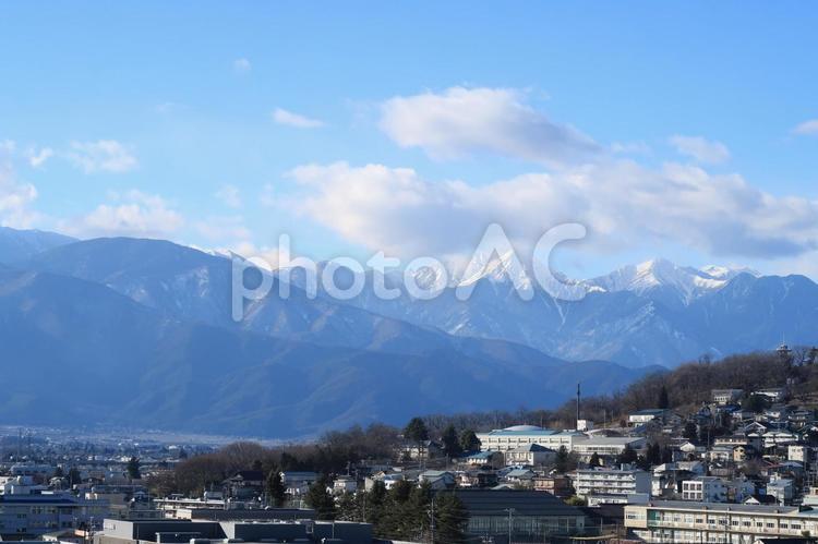 松本城からの北アルプス２ 北アルプス,冬,風景の写真素材