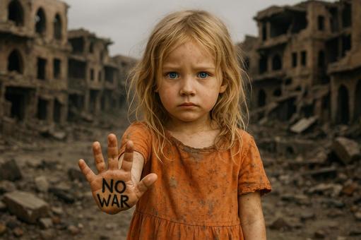 悲しむ少女と戦争反対の訴え2 悲しむ少女と戦争反対の訴え2の写真