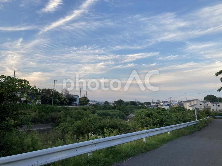 夕方の景色 山,風景,景色の写真素材